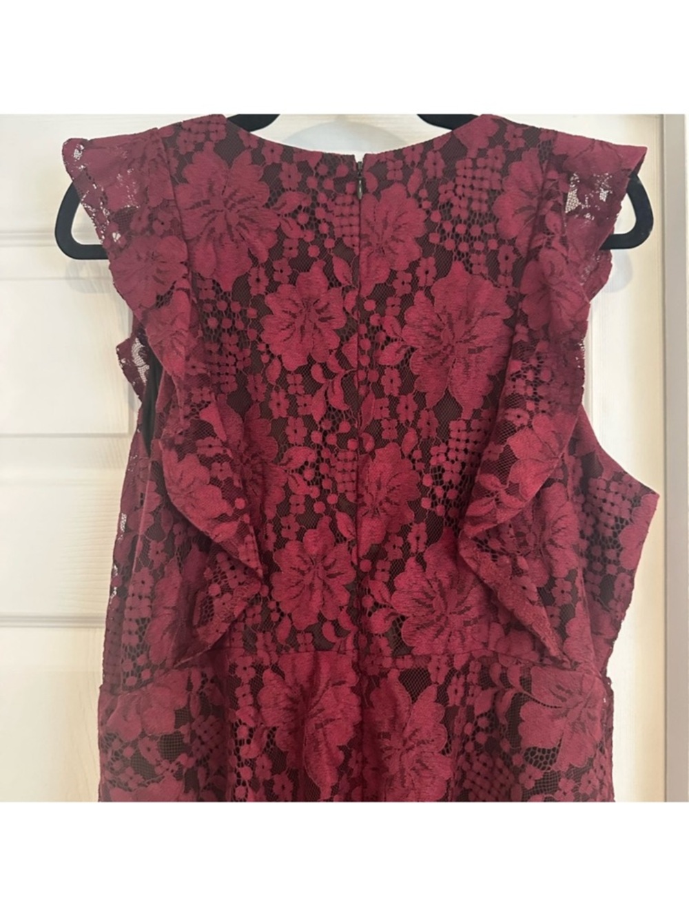 Lulu's Wine Lace Tiered V-Neck Maxi Dress - Picture 4 of 5